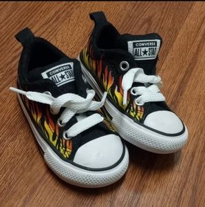Baby Converse All Star Flame Fire Biker Street Rebel Sz 5 Fashion Sneakers Shoes